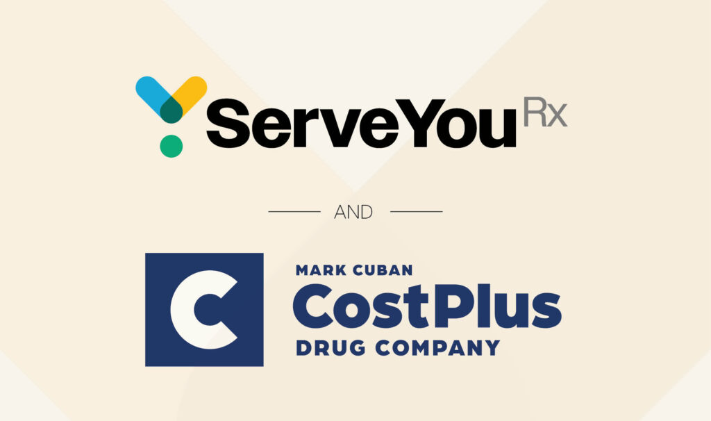 The Serve You Rx and Mark Cuban Cost Plus Drug Company logos together symbolizing partnership