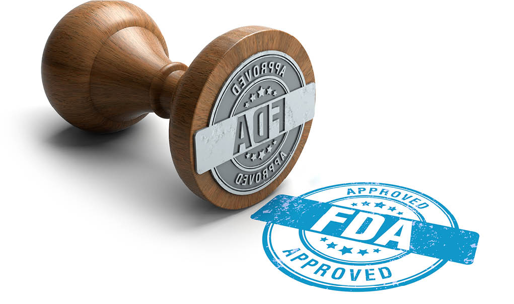 a stamp that reads "FDA Approved" signaling new Biosimilar Guidelines