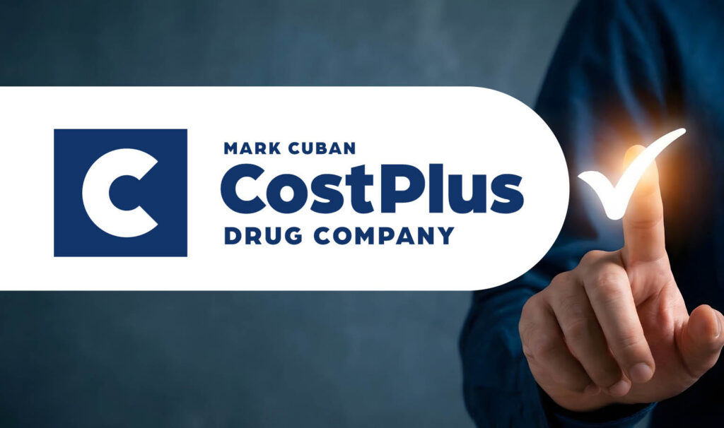 Mark Cuban Cost Plus Drugs logo with a check mark