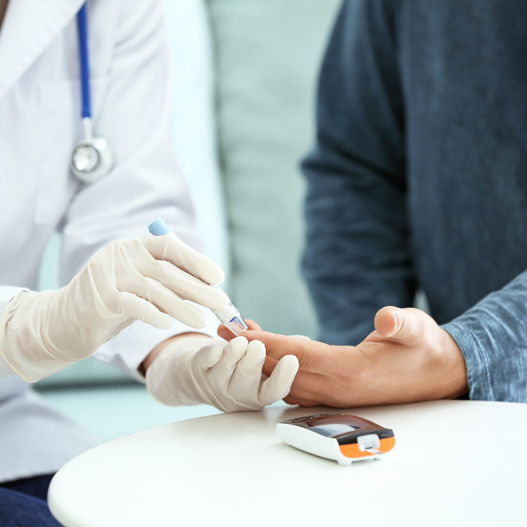 A patient receiving an insulin test for diabetes